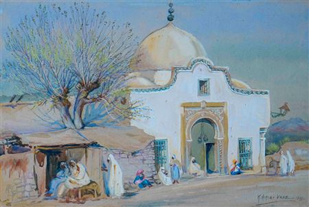 In front of the mosque