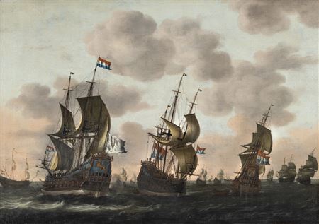 Dutch naval ships and boats in moderate seas by Jakob Gerritsz Loeff - Auction record, sale price, and art valuation. Compare with similar artists and explore comparable artworks.