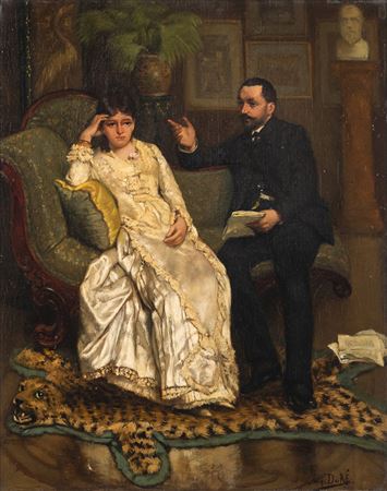 A couple in a parlour.