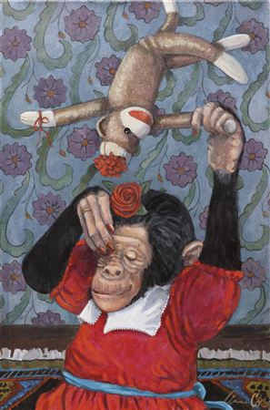 "Untitled: Chimpanzee with Sock Monkey"