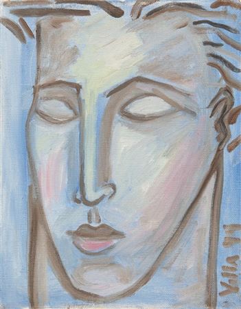 "Face on Blue Background"
