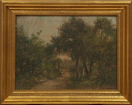 "Figures Strolling in Florida Landscape