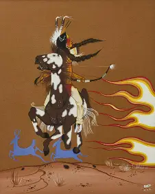 Sample artwork by Rance Hood (Born 1941), known for indian subject painting and sculpture - View similar artists and auction records