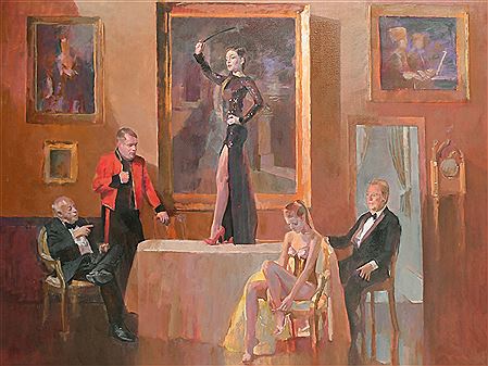 Figures in a dining room