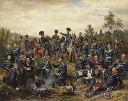 The officer corps of the 8th Royal Prussian Hussars regiment by Wilhelm Camphausen - Auction record, sale price, and art valuation. Compare with similar artists and explore comparable artworks.