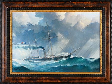 Yacht of Queen Hortense. by Guy Peron - Auction record, sale price, and art valuation. Compare with similar artists and explore comparable artworks.
