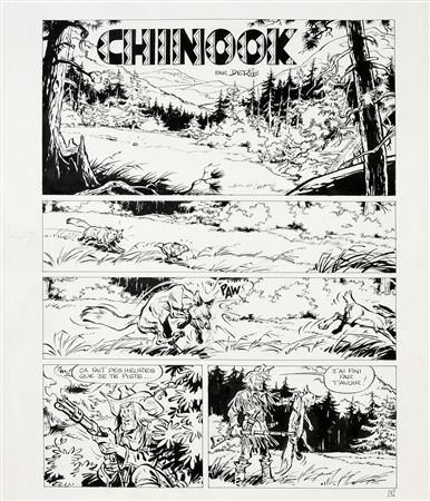 BUDDY LONGWAY, CHINOOK, TOME 1, PLATE 1. by Derib - Auction record, sale price, and art valuation. Compare with similar artists and explore comparable artworks.