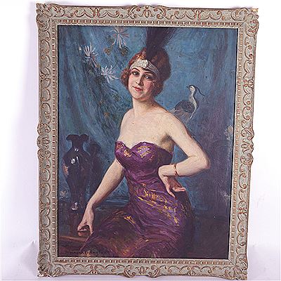 Portrait of a young woman with an egret