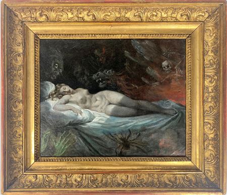 Gloomy nightmare or Macabre nightmare by Octave Tassaert - Auction record, sale price, and art valuation. Compare with similar artists and explore comparable artworks.
