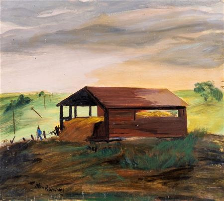 WPA School Farming Hay Scene