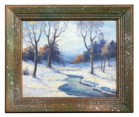 Winter landscape scene with stream