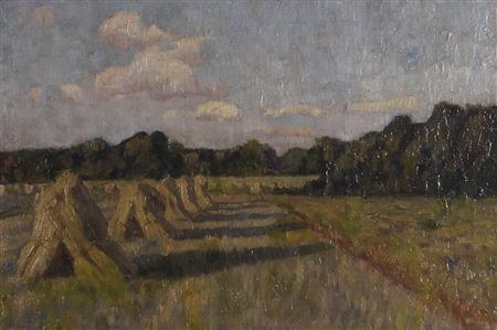 Getreidegarben am Waldrand