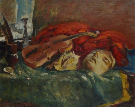 Natura morta con violino e maschera