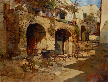 Street view with terrace by Ezelino Briante - Auction record, sale price, and art valuation. Compare with similar artists and explore comparable artworks.