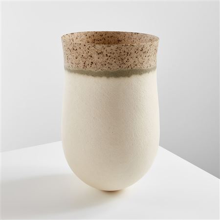 "Pale, haloed band, speckled rim" vessel