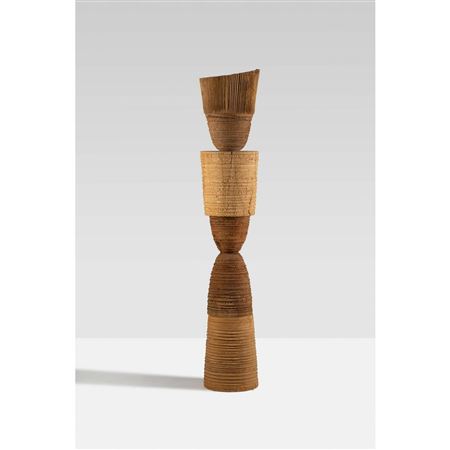 Sample artwork by Mark Lindquist (Born 1949), known for lyrical wood sculpture, natural texture - View similar artists and auction records