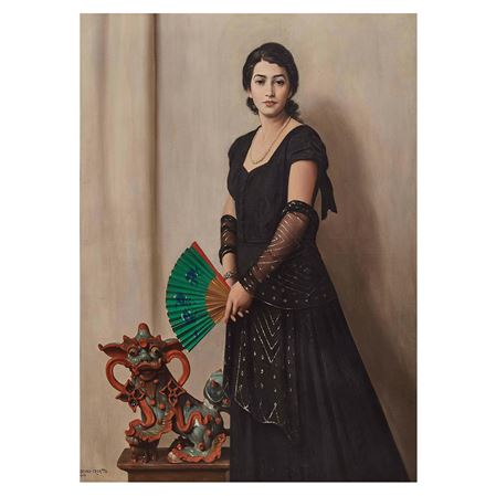 WOMAN WITH FAN AND PHO DOG by Bruno Croatto - Auction record, sale price, and art valuation. Compare with similar artists and explore comparable artworks.