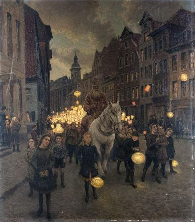 St. Martin's Eve in Düsseldorf's old town by Hubert Ritzenhofen - Auction record, sale price, and art valuation. Compare with similar artists and explore comparable artworks.