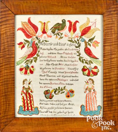 Fraktur birth certificate for Barbara Ellin Stambach, b. 1860