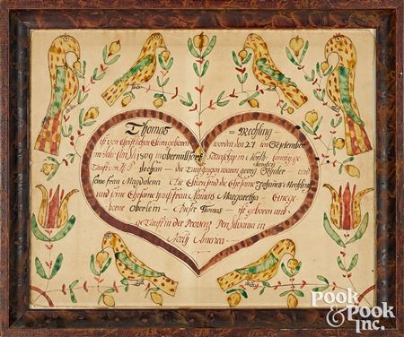 Fraktur birth certificate for Thomas Mechling, b. 1809