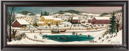 Snowing winter landscape by Janet Munro - Auction record, sale price, and art valuation. Compare with similar artists and explore comparable artworks.