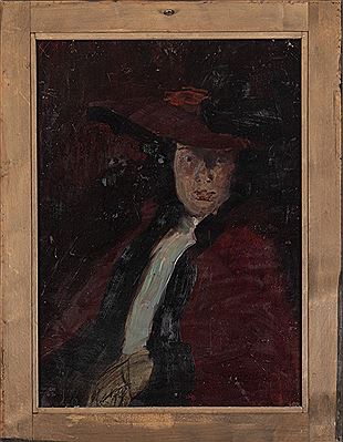 'Dame in Rot mit Hut' and 'Akt vor dem Spiegel', 1904 (2)