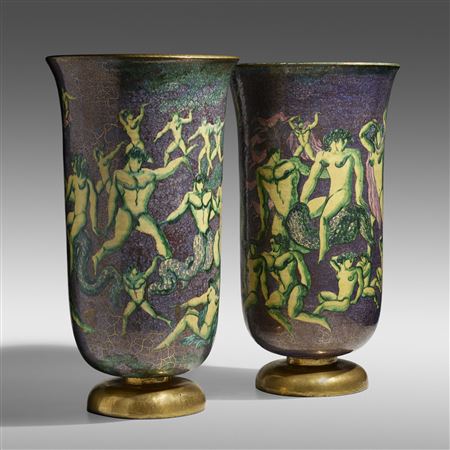 Monumental vases, set of two by Jean Mayodon - Auction record, sale price, and art valuation. Compare with similar artists and explore comparable artworks.