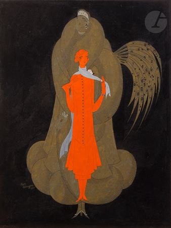 Two elegant women with pen and scarf