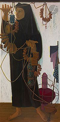 Woman with a storm lamp