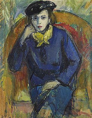 Portrait of a lady, seated three-quarter length in a blue coat by Sigurd V Lonholdt - Auction record, sale price, and art valuation. Compare with similar artists and explore comparable artworks.