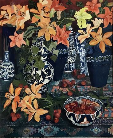 Bowl of Cherries by Dione Page - Auction record, sale price, and art valuation. Compare with similar artists and explore comparable artworks.