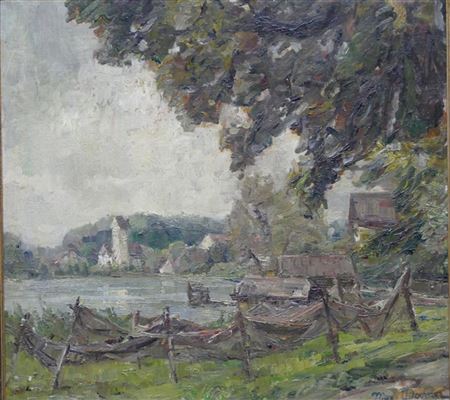 Oberbayerischer See mit Fischerbooten by Max Dorner - Auction record, sale price, and art valuation. Compare with similar artists and explore comparable artworks.