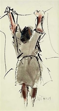Figure hanging washing by Mike Jones - Auction record, sale price, and art valuation. Compare with similar artists and explore comparable artworks.