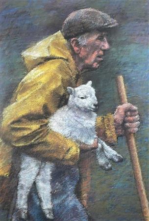 Shepherd protecting lamb from storm by Keith Bowen - Auction record, sale price, and art valuation. Compare with similar artists and explore comparable artworks.