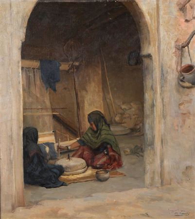 Oriental women spinning, Touggourth