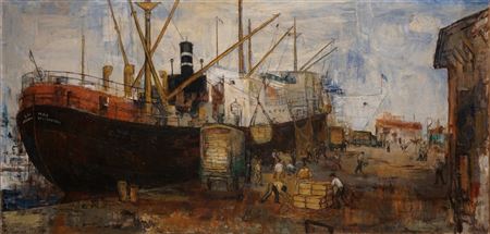 Loading tobacco in the port of Thessaloniki