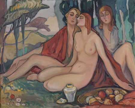 Trois nus dans un parc