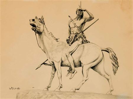 Indian on Horseback Looking Out