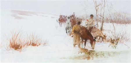 Study for Watering Horses (Study)