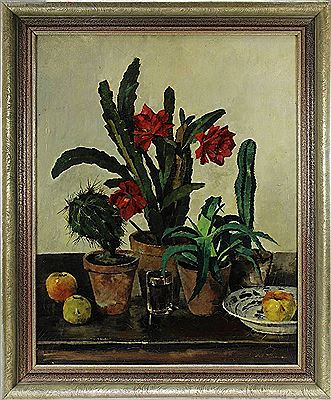 Still life with cacti in the New Objectivity style, 1920s by Anton Kurmaier - Auction record, sale price, and art valuation. Compare with similar artists and explore comparable artworks.