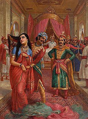 Sample artwork by Raja Ravi Varma (1848 - 1906), known for photo-litho transfer prints, figure and landscape paintings - View similar artists and auction records