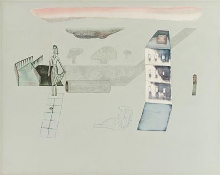 Sample artwork by Prabhakar Barwe (1936 - 1996), known for symbolist abstract painting - View similar artists and auction records