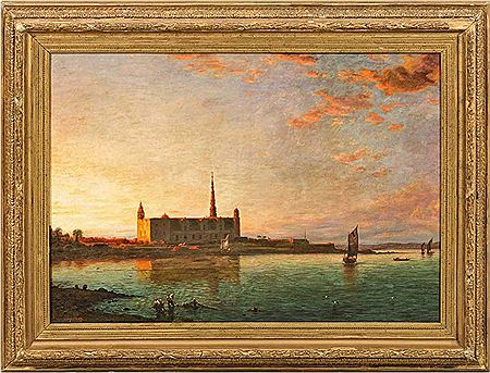 Coastal Landscape with Sailing Boats in the Afterglow
