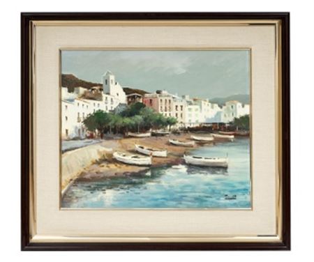 "Boats moored on the beach"