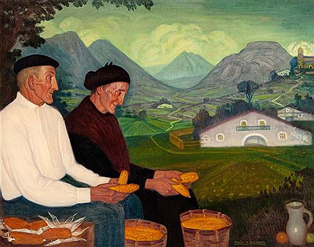 "Shelling the corn". by Ramon de Zubiaurre - Auction record, sale price, and art valuation. Compare with similar artists and explore comparable artworks.