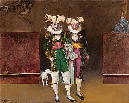“Farándula bullfighters” by Vicente Arnas Lozano - Auction record, sale price, and art valuation. Compare with similar artists and explore comparable artworks.
