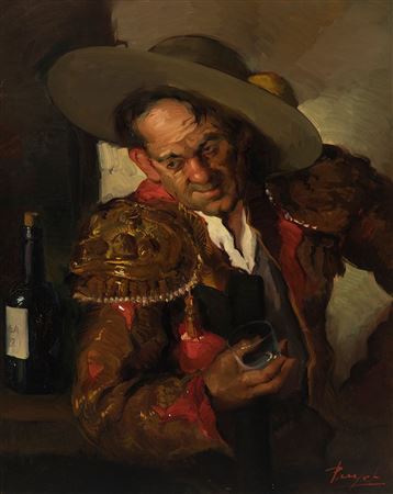 "Bullfighter drinking"