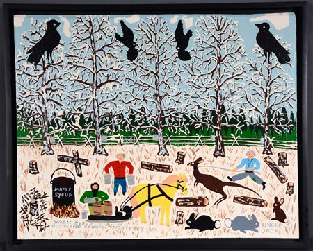 Maple Syrup Highland Country by Uncle Dey - Auction record, sale price, and art valuation. Compare with similar artists and explore comparable artworks.