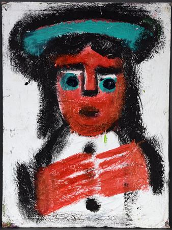 Dbl-Sided Red Portraits Wearing Hats