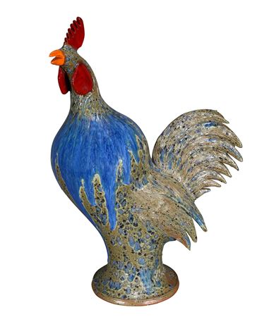Blue Over Speckled Green Glaze Rooster by Charlie West - Auction record, sale price, and art valuation. Compare with similar artists and explore comparable artworks.